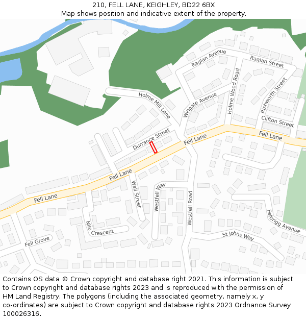 210, FELL LANE, KEIGHLEY, BD22 6BX: Location map and indicative extent of plot