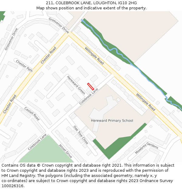 211, COLEBROOK LANE, LOUGHTON, IG10 2HG: Location map and indicative extent of plot