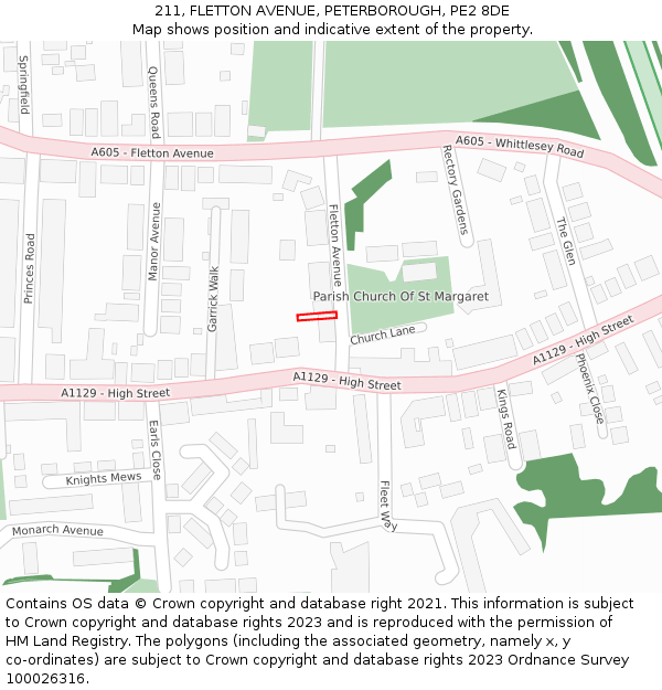 211, FLETTON AVENUE, PETERBOROUGH, PE2 8DE: Location map and indicative extent of plot