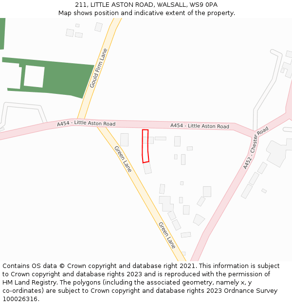 211, LITTLE ASTON ROAD, WALSALL, WS9 0PA: Location map and indicative extent of plot