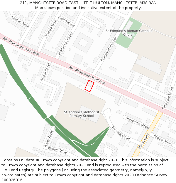 211, MANCHESTER ROAD EAST, LITTLE HULTON, MANCHESTER, M38 9AN: Location map and indicative extent of plot