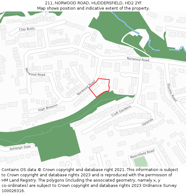211, NORWOOD ROAD, HUDDERSFIELD, HD2 2YF: Location map and indicative extent of plot
