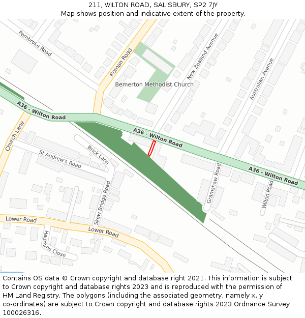 211, WILTON ROAD, SALISBURY, SP2 7JY: Location map and indicative extent of plot