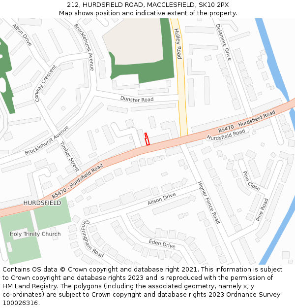 212, HURDSFIELD ROAD, MACCLESFIELD, SK10 2PX: Location map and indicative extent of plot