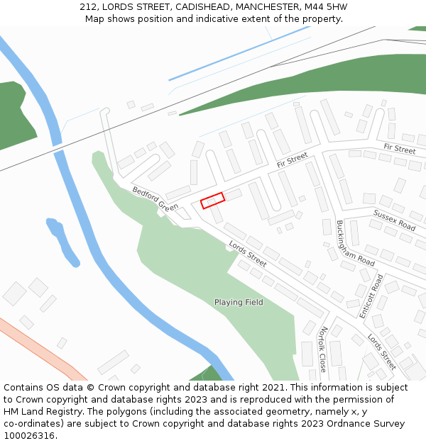 212, LORDS STREET, CADISHEAD, MANCHESTER, M44 5HW: Location map and indicative extent of plot