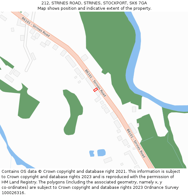 212, STRINES ROAD, STRINES, STOCKPORT, SK6 7GA: Location map and indicative extent of plot