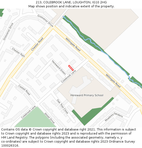 213, COLEBROOK LANE, LOUGHTON, IG10 2HG: Location map and indicative extent of plot