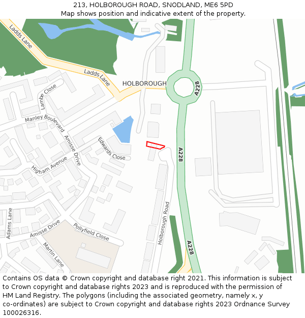 213, HOLBOROUGH ROAD, SNODLAND, ME6 5PD: Location map and indicative extent of plot