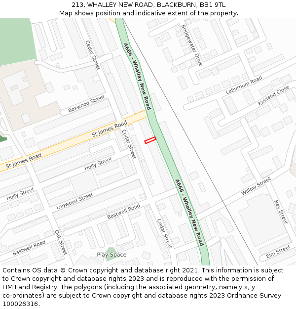 213, WHALLEY NEW ROAD, BLACKBURN, BB1 9TL: Location map and indicative extent of plot