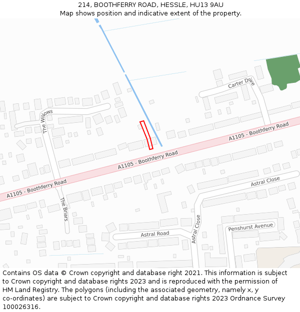 214, BOOTHFERRY ROAD, HESSLE, HU13 9AU: Location map and indicative extent of plot