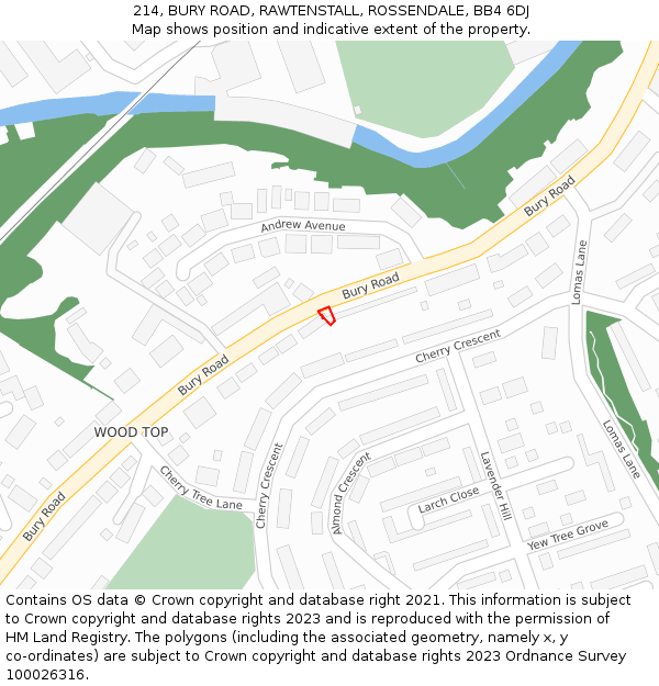 214, BURY ROAD, RAWTENSTALL, ROSSENDALE, BB4 6DJ: Location map and indicative extent of plot