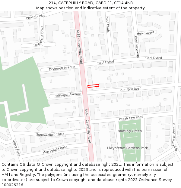 214, CAERPHILLY ROAD, CARDIFF, CF14 4NR: Location map and indicative extent of plot