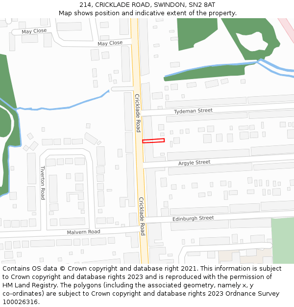 214, CRICKLADE ROAD, SWINDON, SN2 8AT: Location map and indicative extent of plot