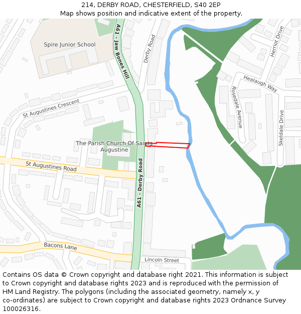 214, DERBY ROAD, CHESTERFIELD, S40 2EP: Location map and indicative extent of plot