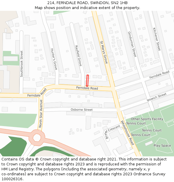 214, FERNDALE ROAD, SWINDON, SN2 1HB: Location map and indicative extent of plot