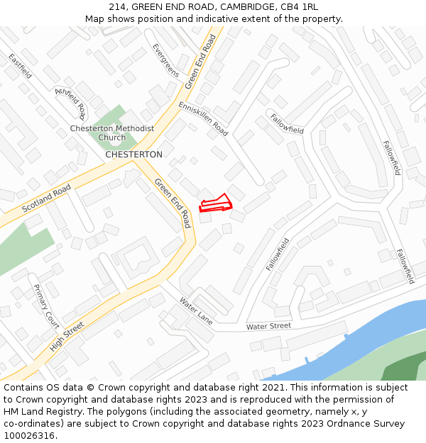214, GREEN END ROAD, CAMBRIDGE, CB4 1RL: Location map and indicative extent of plot