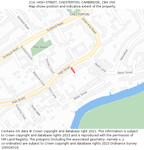 214, HIGH STREET, CHESTERTON, CAMBRIDGE, CB4 1NX: Location map and indicative extent of plot