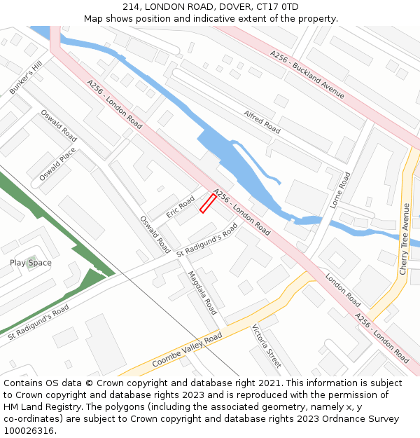 214, LONDON ROAD, DOVER, CT17 0TD: Location map and indicative extent of plot