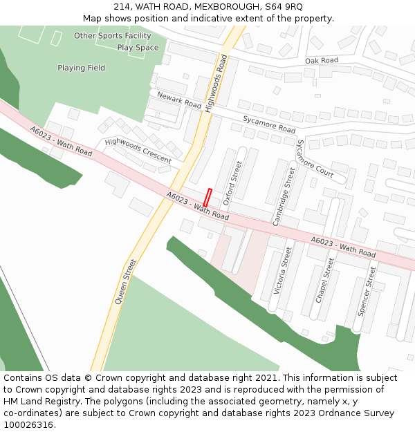 214, WATH ROAD, MEXBOROUGH, S64 9RQ: Location map and indicative extent of plot