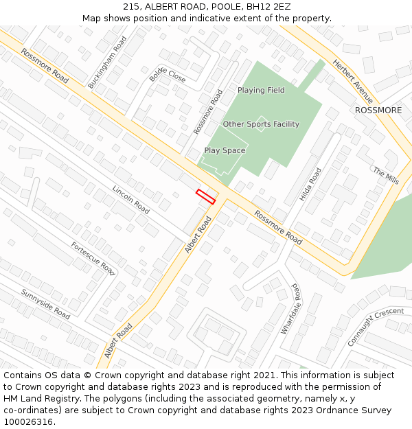 215, ALBERT ROAD, POOLE, BH12 2EZ: Location map and indicative extent of plot