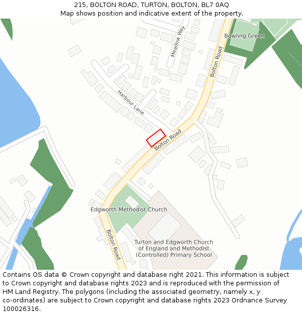 215, BOLTON ROAD, TURTON, BOLTON, BL7 0AQ: Location map and indicative extent of plot