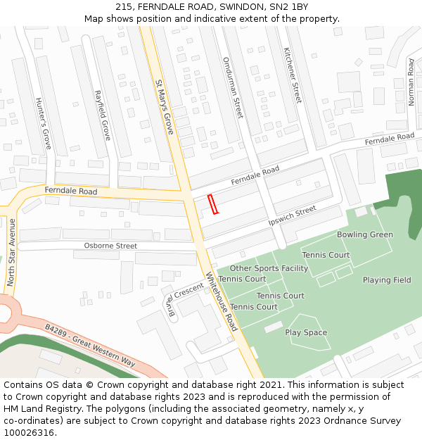 215, FERNDALE ROAD, SWINDON, SN2 1BY: Location map and indicative extent of plot