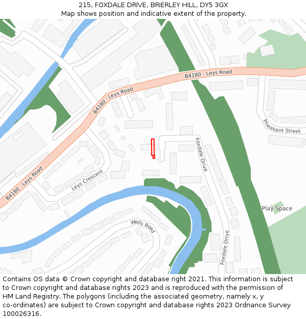215, FOXDALE DRIVE, BRIERLEY HILL, DY5 3GX: Location map and indicative extent of plot
