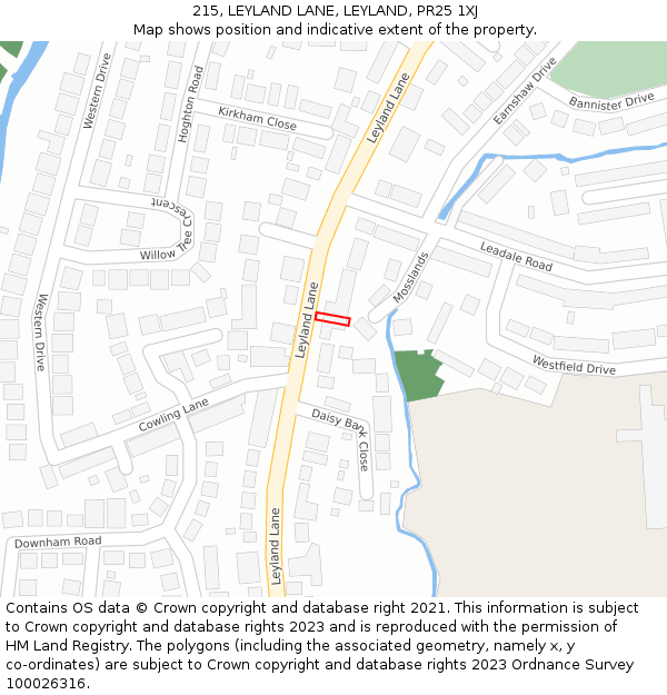215, LEYLAND LANE, LEYLAND, PR25 1XJ: Location map and indicative extent of plot