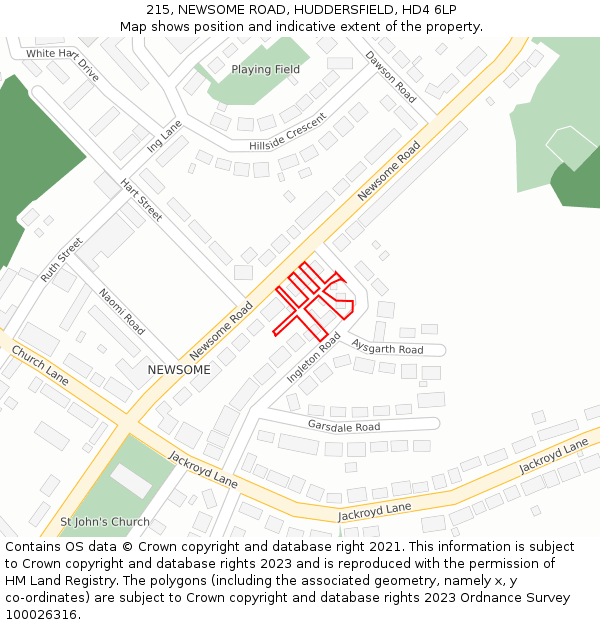 215, NEWSOME ROAD, HUDDERSFIELD, HD4 6LP: Location map and indicative extent of plot