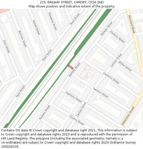 215, RAILWAY STREET, CARDIFF, CF24 2ND: Location map and indicative extent of plot