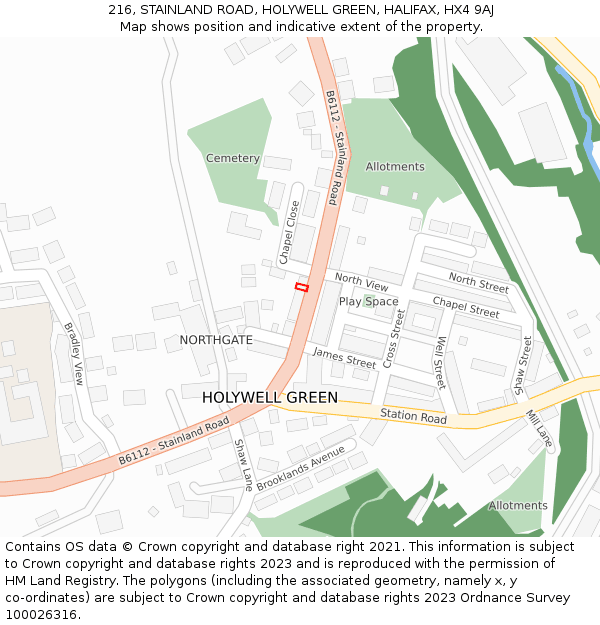 216, STAINLAND ROAD, HOLYWELL GREEN, HALIFAX, HX4 9AJ: Location map and indicative extent of plot