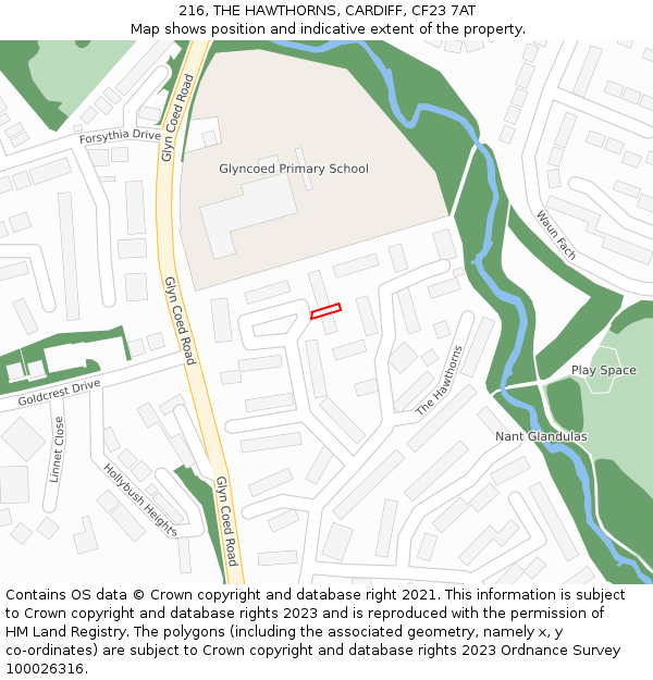 216, THE HAWTHORNS, CARDIFF, CF23 7AT: Location map and indicative extent of plot