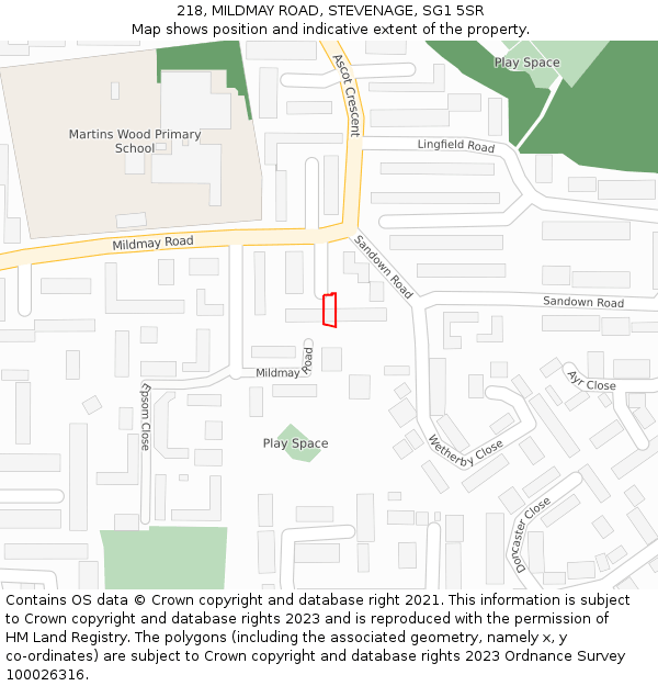 218, MILDMAY ROAD, STEVENAGE, SG1 5SR: Location map and indicative extent of plot