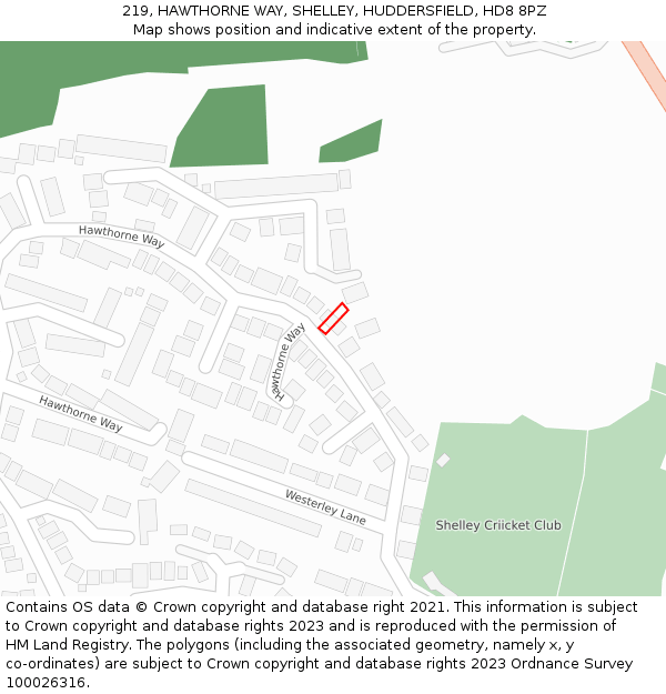 219, HAWTHORNE WAY, SHELLEY, HUDDERSFIELD, HD8 8PZ: Location map and indicative extent of plot