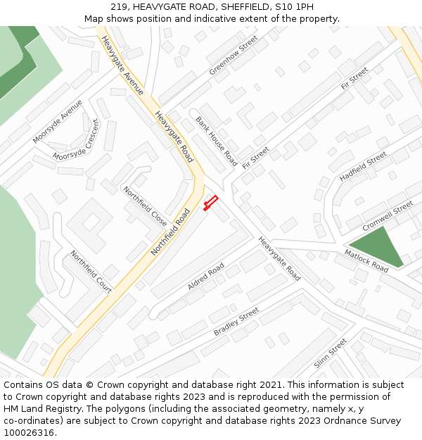 219, HEAVYGATE ROAD, SHEFFIELD, S10 1PH: Location map and indicative extent of plot
