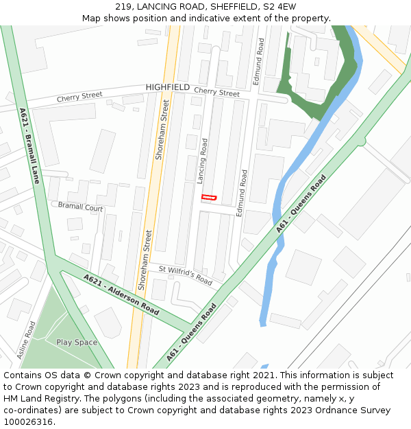 219, LANCING ROAD, SHEFFIELD, S2 4EW: Location map and indicative extent of plot