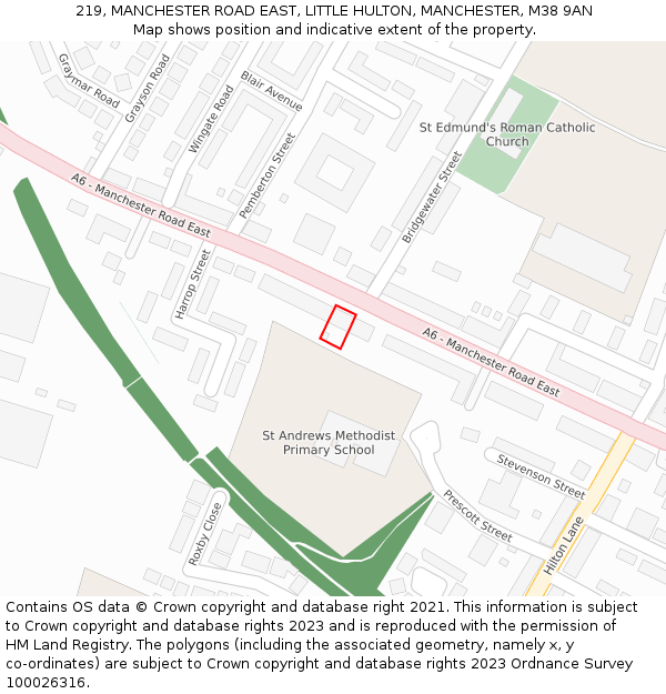 219, MANCHESTER ROAD EAST, LITTLE HULTON, MANCHESTER, M38 9AN: Location map and indicative extent of plot