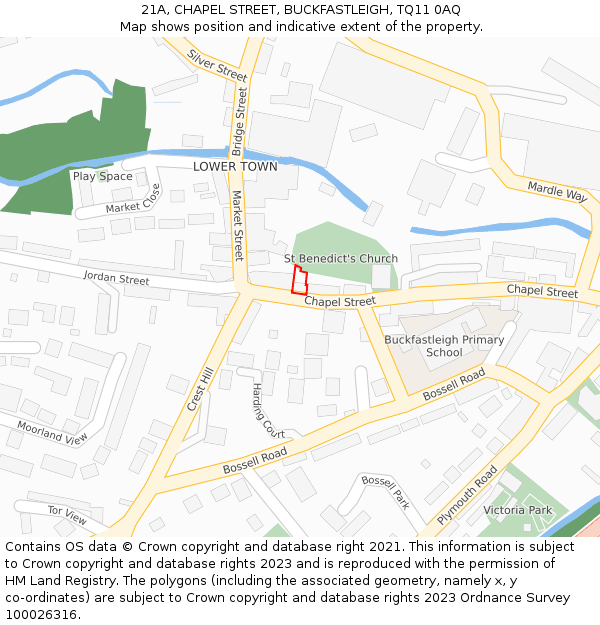 21A, CHAPEL STREET, BUCKFASTLEIGH, TQ11 0AQ: Location map and indicative extent of plot