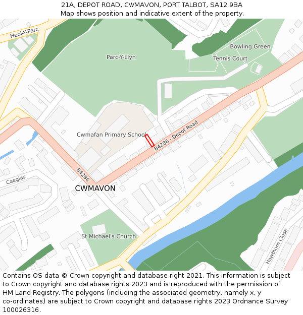21A, DEPOT ROAD, CWMAVON, PORT TALBOT, SA12 9BA: Location map and indicative extent of plot