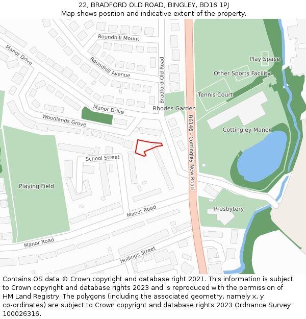 22, BRADFORD OLD ROAD, BINGLEY, BD16 1PJ: Location map and indicative extent of plot