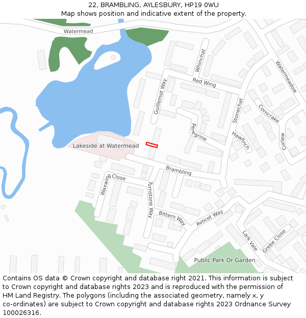 22, BRAMBLING, AYLESBURY, HP19 0WU: Location map and indicative extent of plot