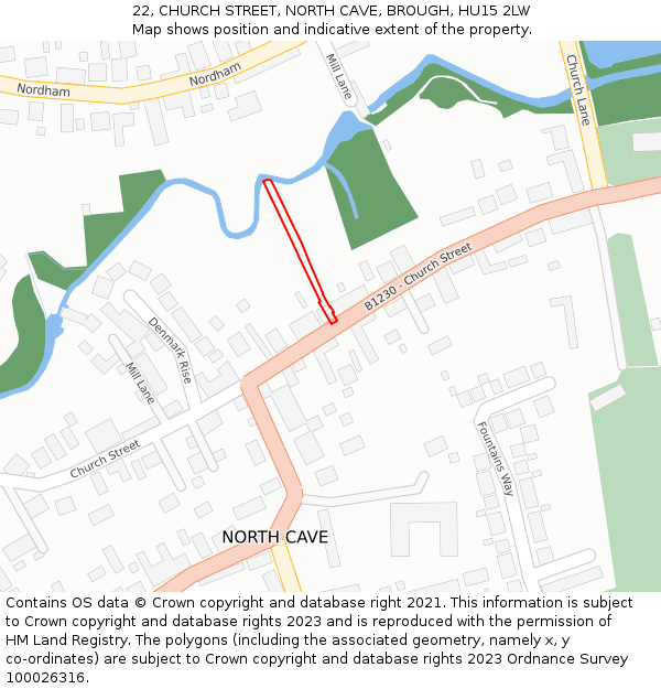 22, CHURCH STREET, NORTH CAVE, BROUGH, HU15 2LW: Location map and indicative extent of plot