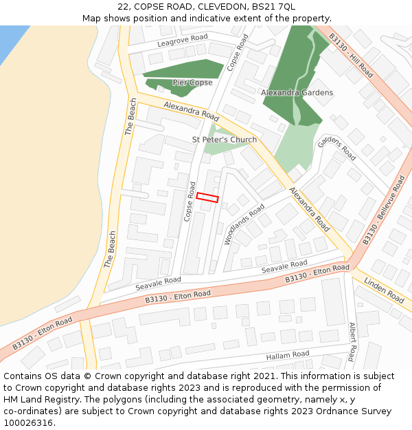 22, COPSE ROAD, CLEVEDON, BS21 7QL: Location map and indicative extent of plot