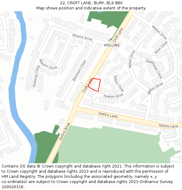 22, CROFT LANE, BURY, BL9 8BX: Location map and indicative extent of plot