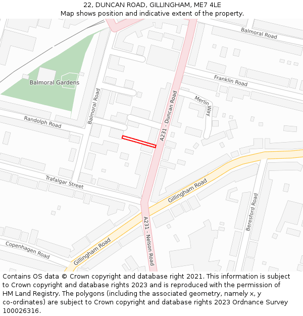 22, DUNCAN ROAD, GILLINGHAM, ME7 4LE: Location map and indicative extent of plot