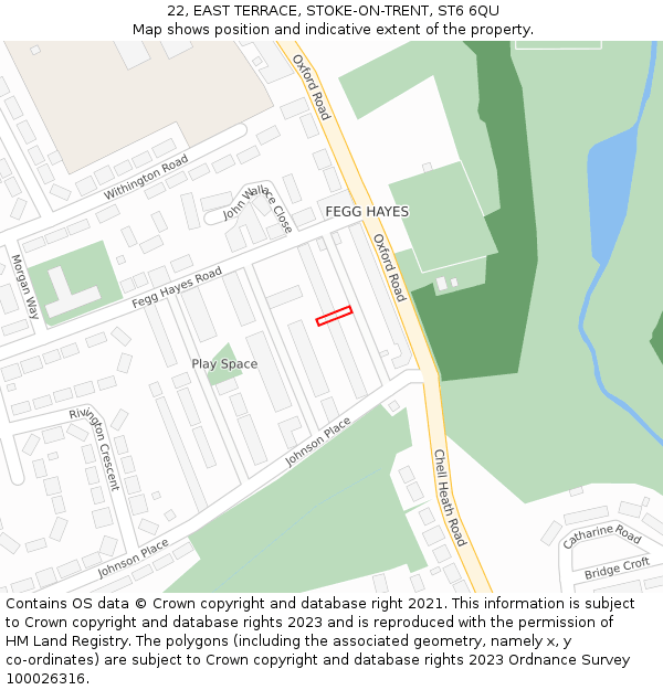 22, EAST TERRACE, STOKE-ON-TRENT, ST6 6QU: Location map and indicative extent of plot