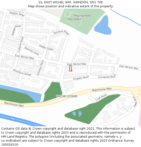 22, EAST WICHEL WAY, SWINDON, SN1 7AE: Location map and indicative extent of plot