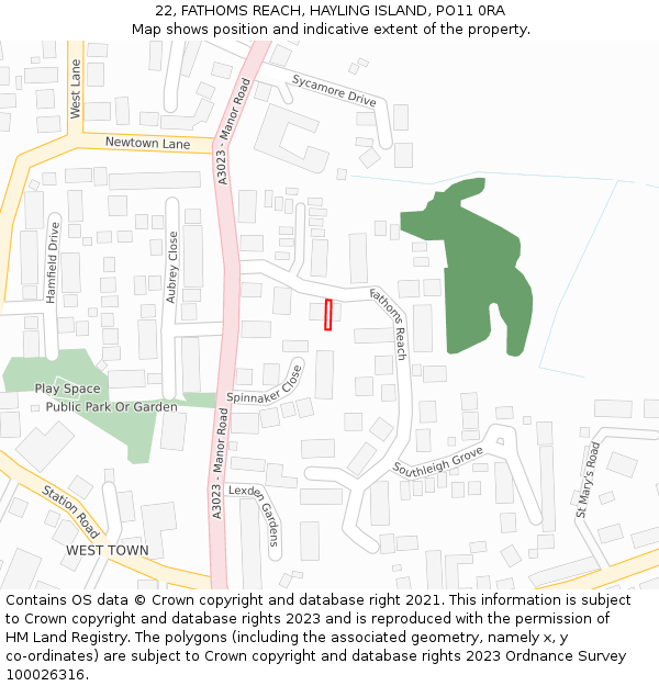 22, FATHOMS REACH, HAYLING ISLAND, PO11 0RA: Location map and indicative extent of plot