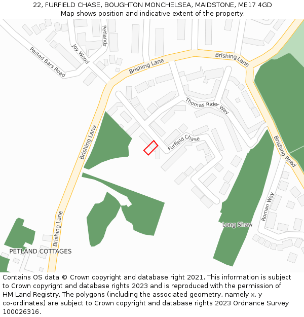 22, FURFIELD CHASE, BOUGHTON MONCHELSEA, MAIDSTONE, ME17 4GD: Location map and indicative extent of plot