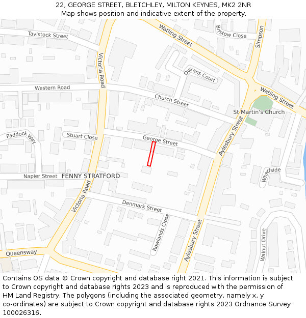 22, GEORGE STREET, BLETCHLEY, MILTON KEYNES, MK2 2NR: Location map and indicative extent of plot